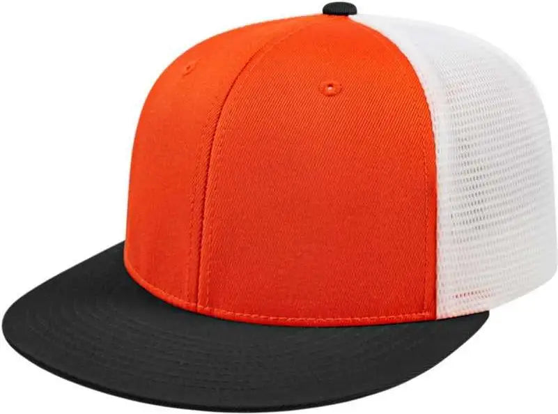 Cap America I8501 Flexfit Performance Trucker Mesh Back - Orange Black White - Xs