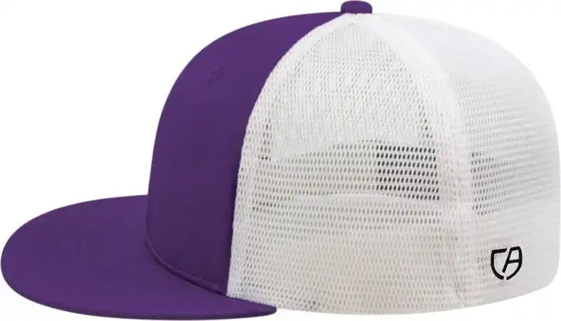 Cap America I8501 Flexfit Performance Trucker Mesh Back Purple White