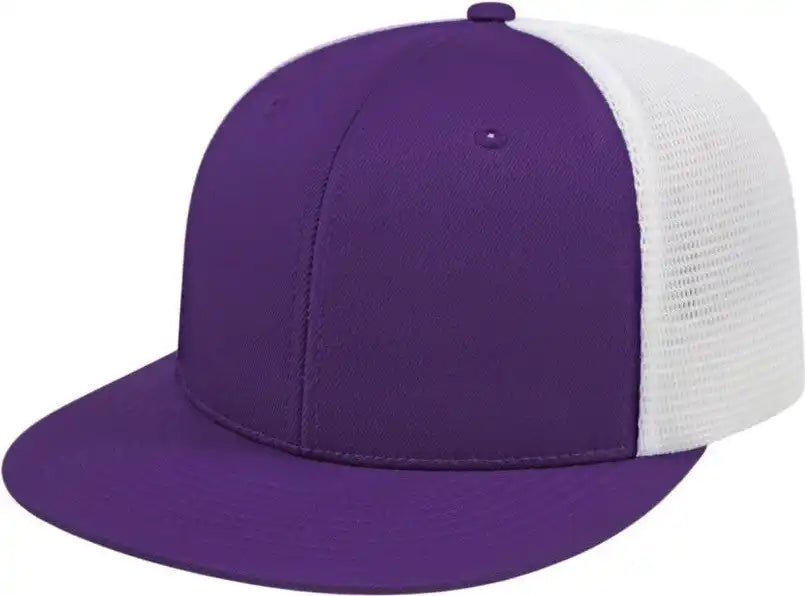 Cap America I8501 Flexfit Performance Trucker Mesh Back Purple White / Xs