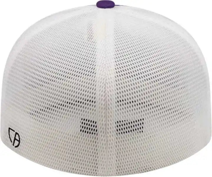 Cap America I8501 Flexfit Performance Trucker Mesh Back Purple White