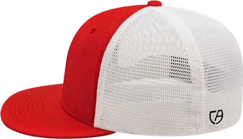Cap America I8501 Flexfit Performance Trucker Mesh Back Red White
