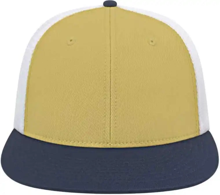 Cap America I8501 Flexfit Performance Trucker Mesh Back Vegas Gold Navy White