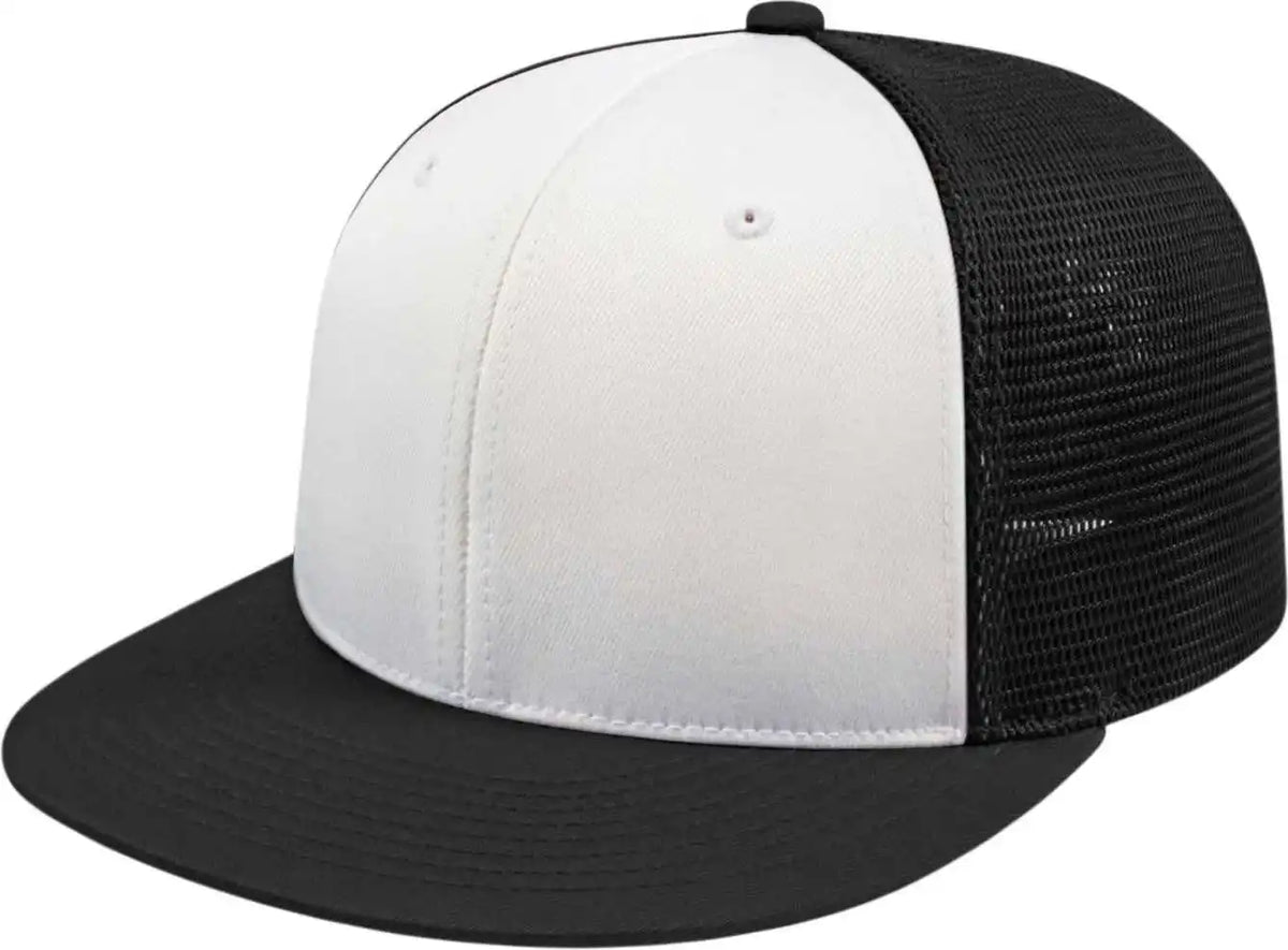 Cap America I8501 Flexfit Performance Trucker Mesh Back White Black / Xs
