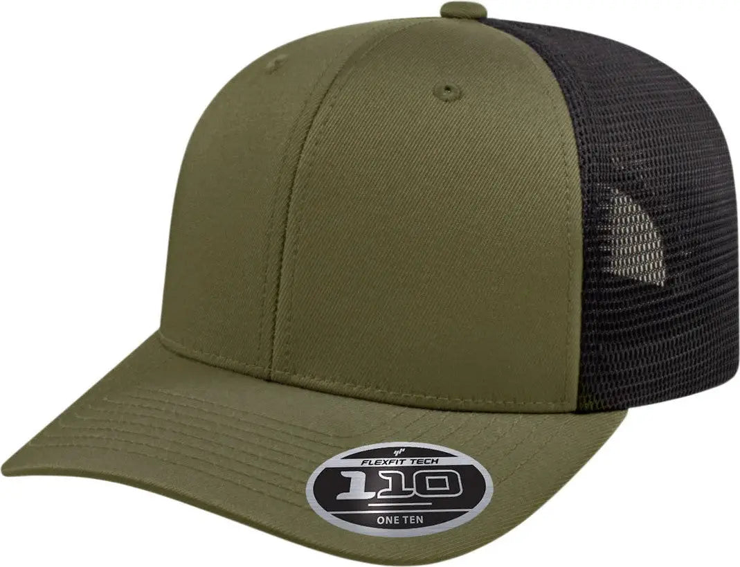 Cap America I8502 Flexfit 110 Premium Trucker Mesh Back - Loden Black - Loden/black / one Size Fits Most