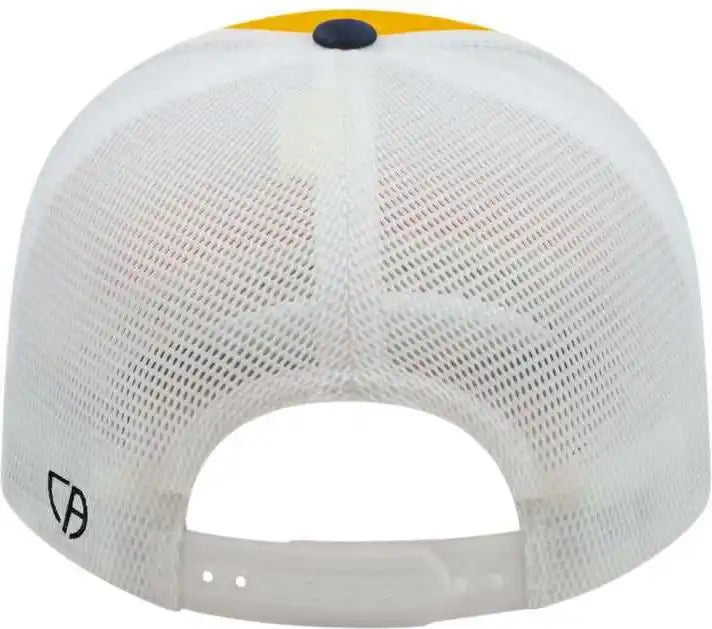 Cap America I8502 Flexfit 110 Trucker Mesh Back Athletic Gold Navy White / one Size Fits Most