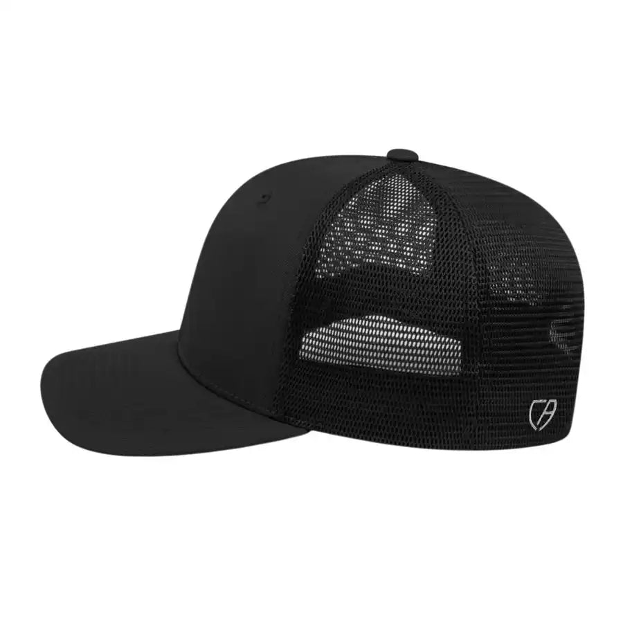 Cap America I8502 Flexfit 110 Trucker Mesh Back Black / one Size Fits Most