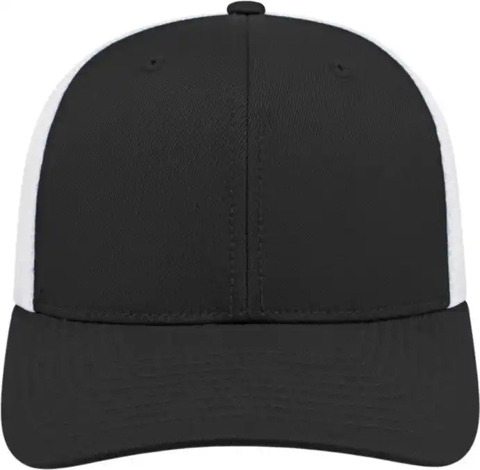 Cap America I8502 Flexfit 110 Trucker Mesh Back Black White / one Size Fits Most