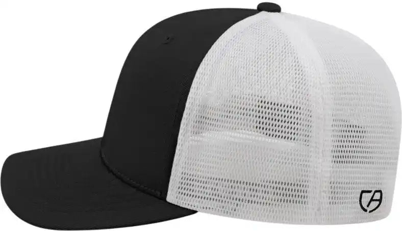 Cap America I8502 Flexfit 110 Trucker Mesh Back Black White / one Size Fits Most
