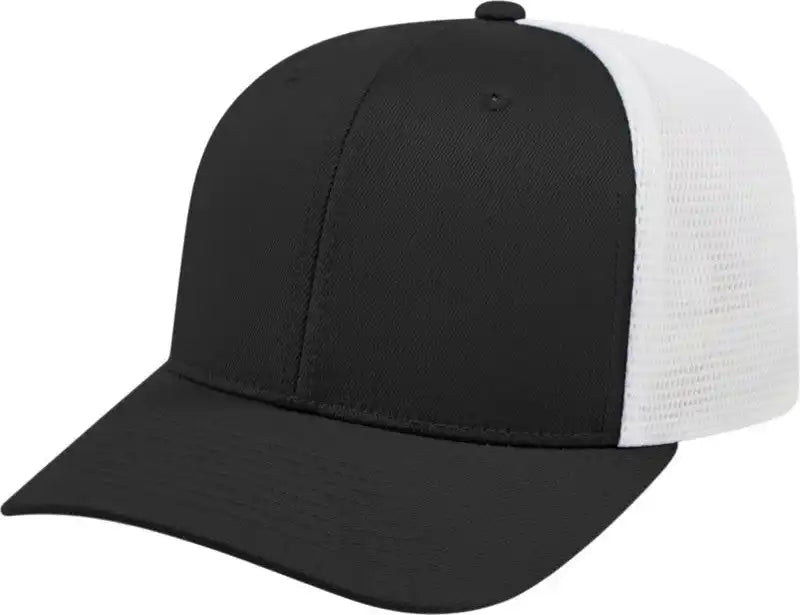 Cap America I8502 Flexfit 110 Trucker Mesh Back Black White / one Size Fits Most