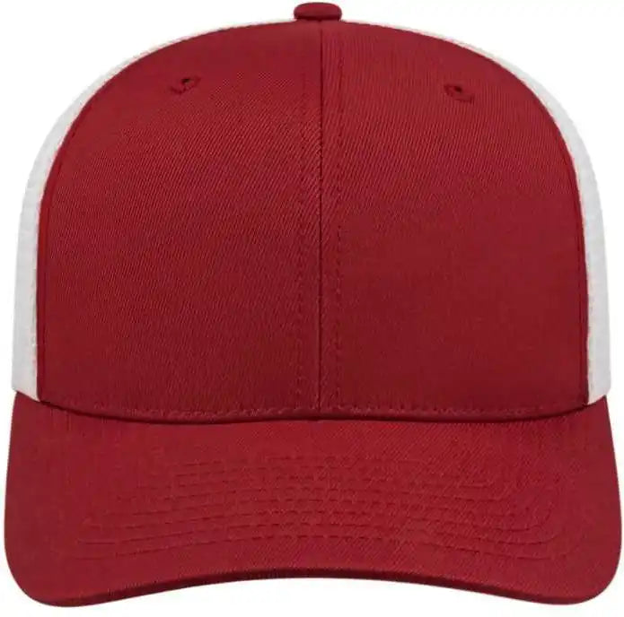 Cap America I8502 Flexfit 110 Trucker Mesh Back - Cardinal White - one Size Fits Most