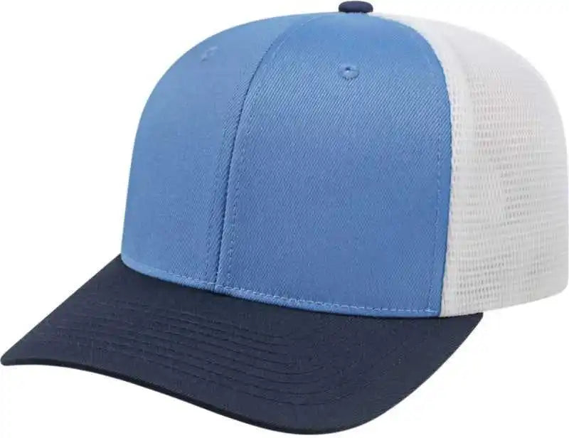 Cap America I8502 Flexfit 110 Trucker Mesh Back Columbia Navy White Blue / one Size Fits Most
