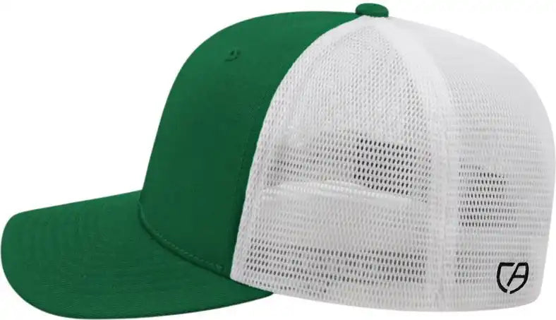 Cap America I8502 Flexfit 110 Trucker Mesh Back Dark Green White Forest / one Size Fits Most