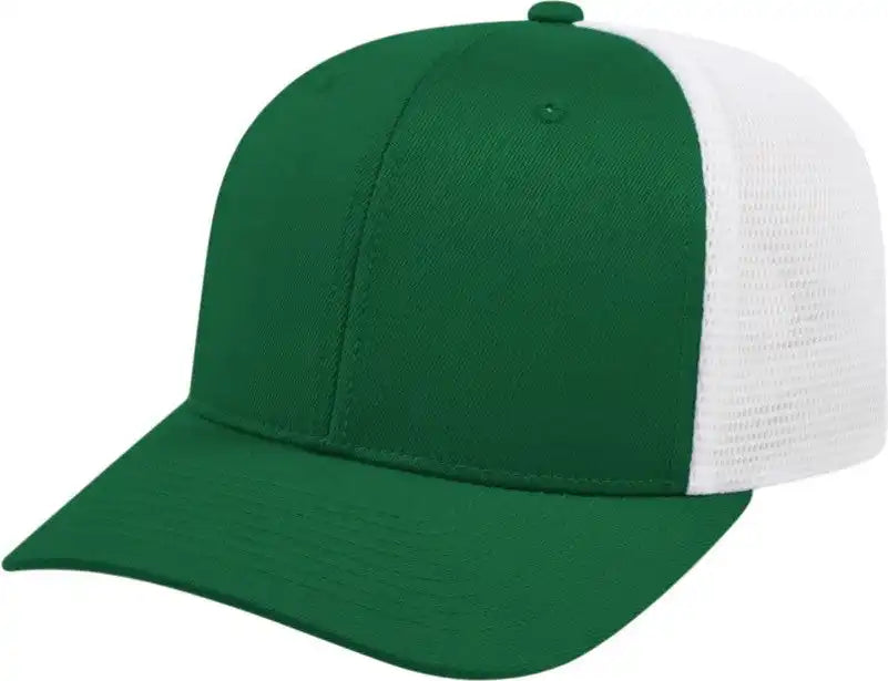 Cap America I8502 Flexfit 110 Trucker Mesh Back Dark Green White Forest / one Size Fits Most