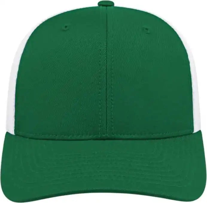 Cap America I8502 Flexfit 110 Trucker Mesh Back - Dark Green White - Forest / one Size Fits Most