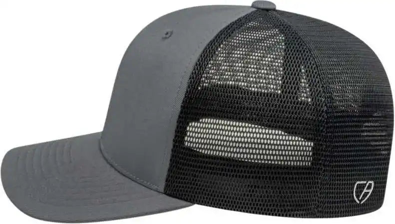 Cap America I8502 Flexfit 110 Trucker Mesh Back Graphite Black Dark Gray / one Size Fits Most