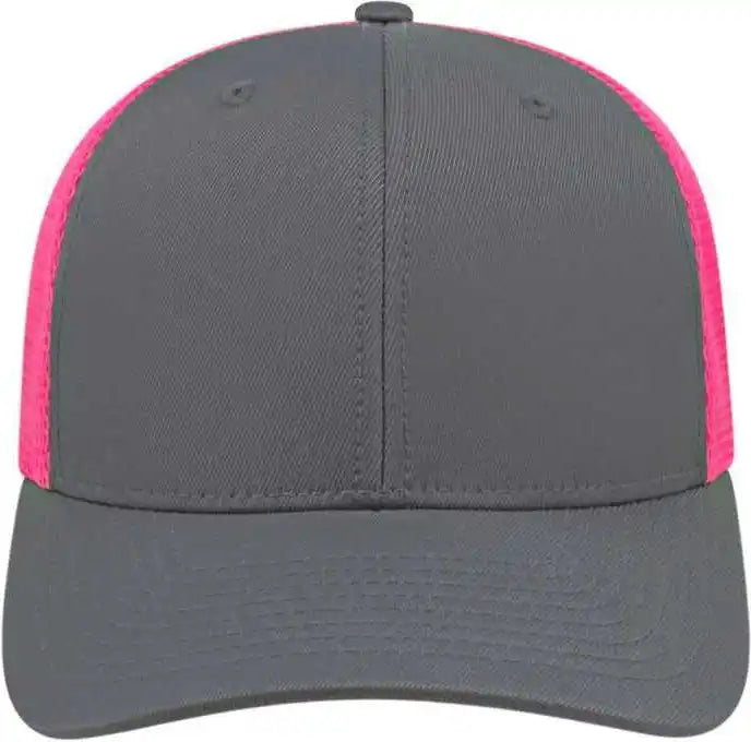 Cap America I8502 Flexfit 110 Trucker Mesh Back Graphite Pink Dark Gray / one Size Fits Most
