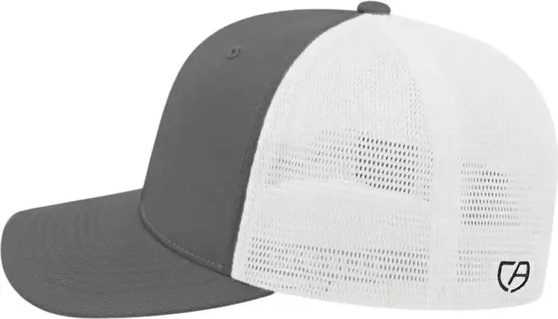 Cap America I8502 Flexfit 110 Trucker Mesh Back - Graphite White - one Size Fits Most