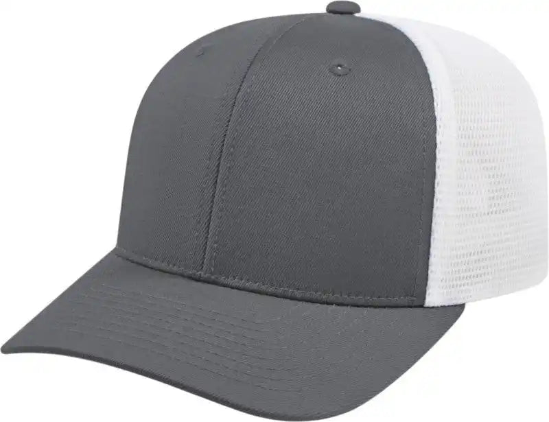 Cap America I8502 Flexfit 110 Trucker Mesh Back - Graphite White - one Size Fits Most