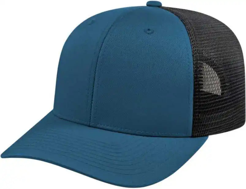 Cap America I8502 Flexfit 110 Trucker Mesh Back Indigo Blue Black / one Size Fits Most