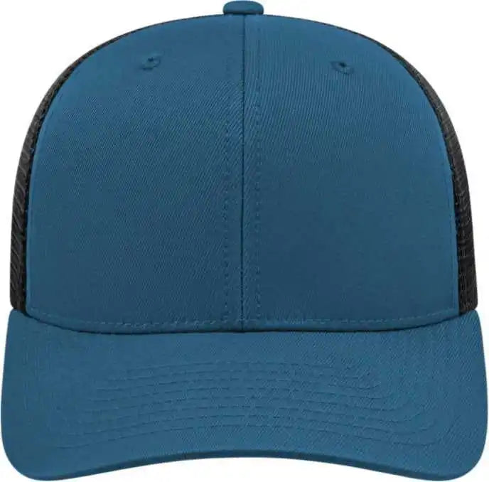 Cap America I8502 Flexfit 110 Trucker Mesh Back Indigo Blue Black / one Size Fits Most