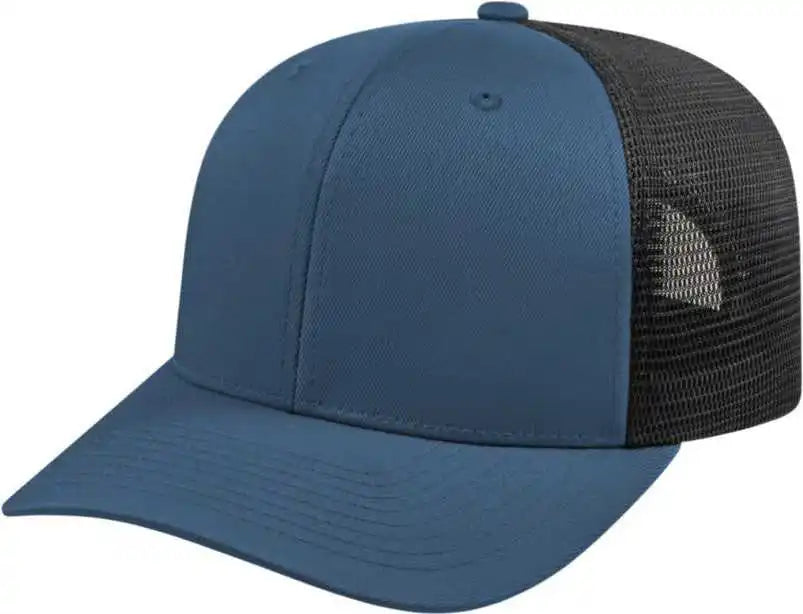 Cap America I8502 Flexfit 110 Trucker Mesh Back Indigo Blue Black / one Size Fits Most