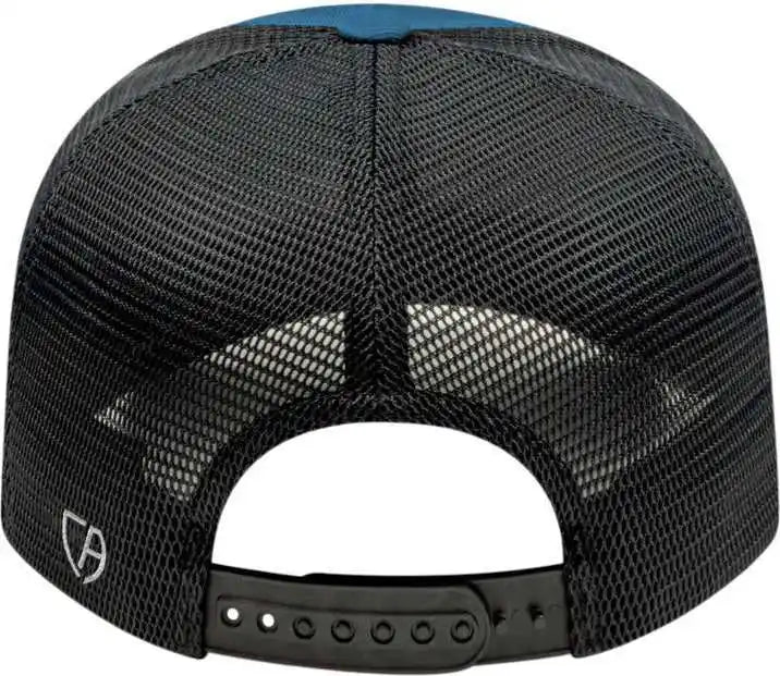Cap America I8502 Flexfit 110 Trucker Mesh Back Indigo Blue Black / one Size Fits Most