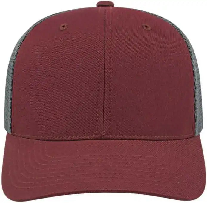 Cap America I8502 Flexfit 110 Trucker Mesh Back Maroon Graphite Dark Gray / one Size Fits Most
