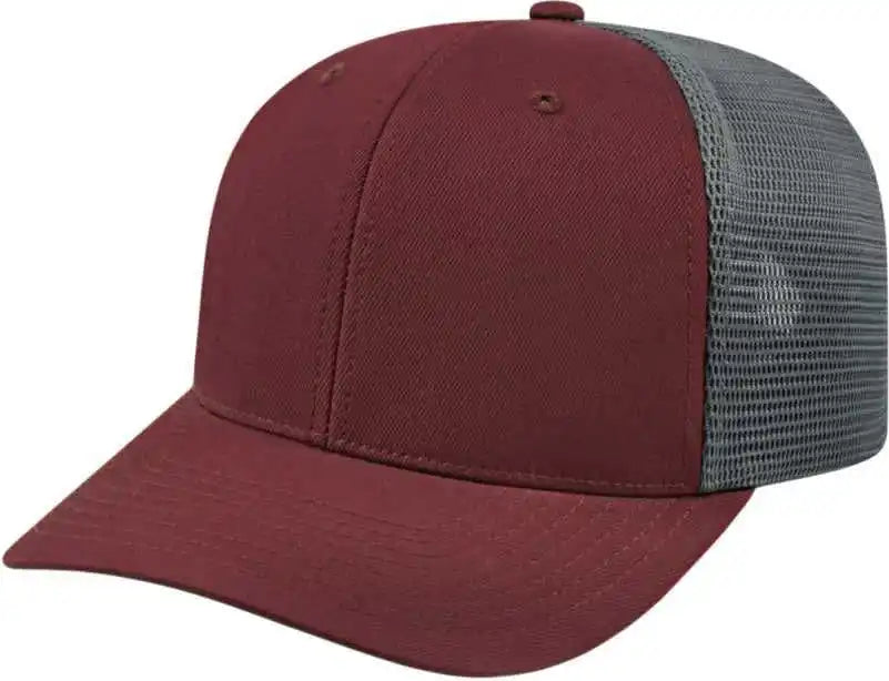 Cap America I8502 Flexfit 110 Trucker Mesh Back Maroon Graphite Dark Gray / one Size Fits Most