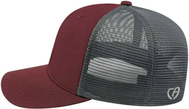 Cap America I8502 Flexfit 110 Trucker Mesh Back - Maroon Graphite - Dark Gray / one Size Fits Most