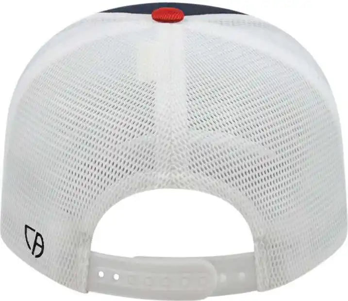 Cap America I8502 Flexfit 110 Trucker Mesh Back Navy Red White / one Size Fits Most