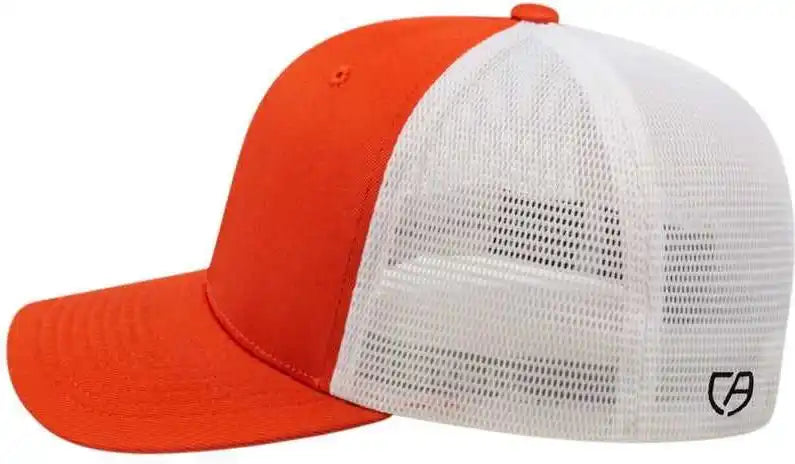 Cap America I8502 Flexfit 110 Trucker Mesh Back Orange White / one Size Fits Most