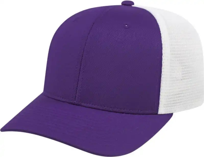 Cap America I8502 Flexfit 110 Trucker Mesh Back Purple White / one Size Fits Most