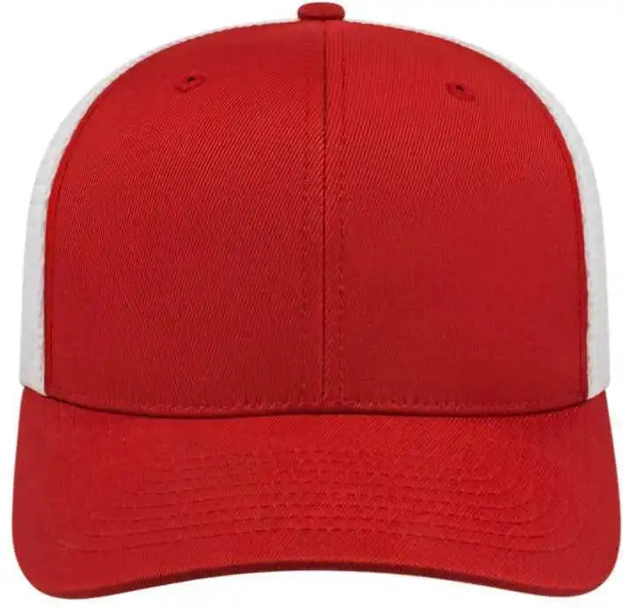 Cap America I8502 Flexfit 110 Trucker Mesh Back - Red White - one Size Fits Most