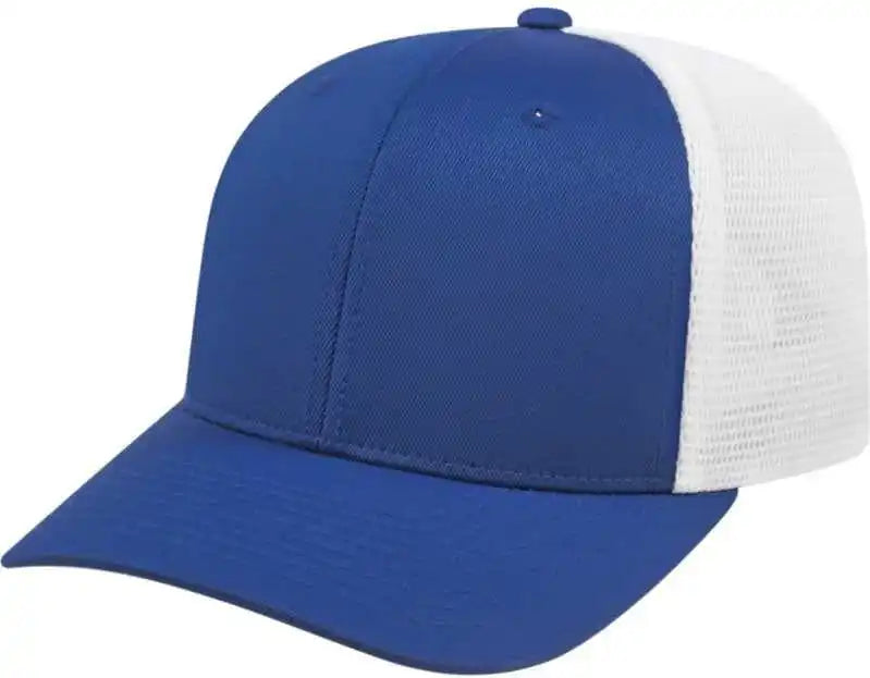 Cap America I8502 Flexfit 110 Trucker Mesh Back Royal White / one Size Fits Most