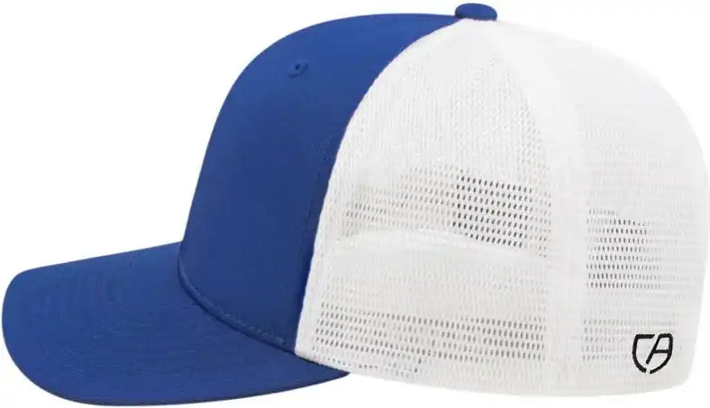 Cap America I8502 Flexfit 110 Trucker Mesh Back Royal White / one Size Fits Most