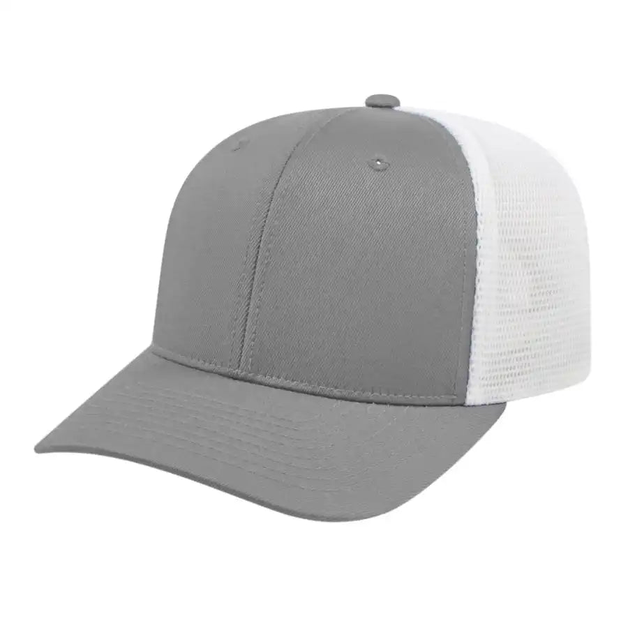 Cap America I8502 Flexfit 110 Trucker Mesh Back Silver White Light Gray / one Size Fits Most