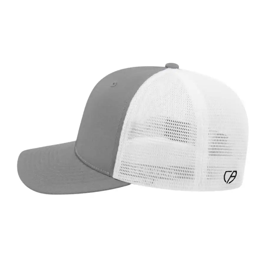Cap America I8502 Flexfit 110 Trucker Mesh Back Silver White Light Gray / one Size Fits Most