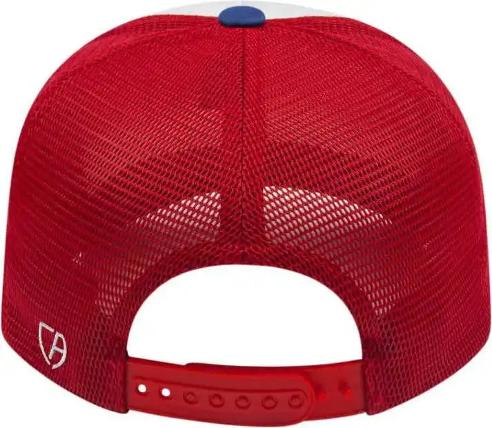 Cap America I8502 Flexfit 110 Trucker Mesh Back White Royal Red / one Size Fits Most