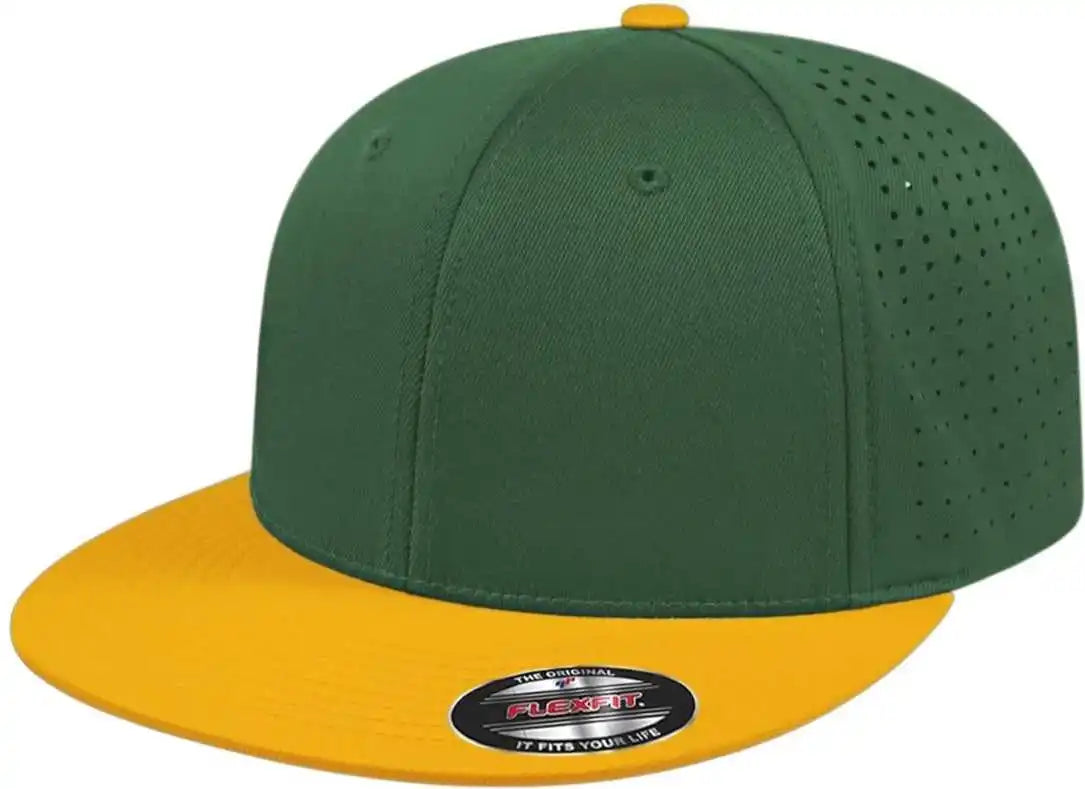 Cap America I8503 Flexfit Perforated Performance Dark Green Athletic Gold