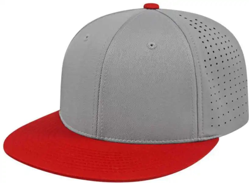 Cap America I8503 Flexfit Perforated Performance - Silver Red - Light Gray / Xs