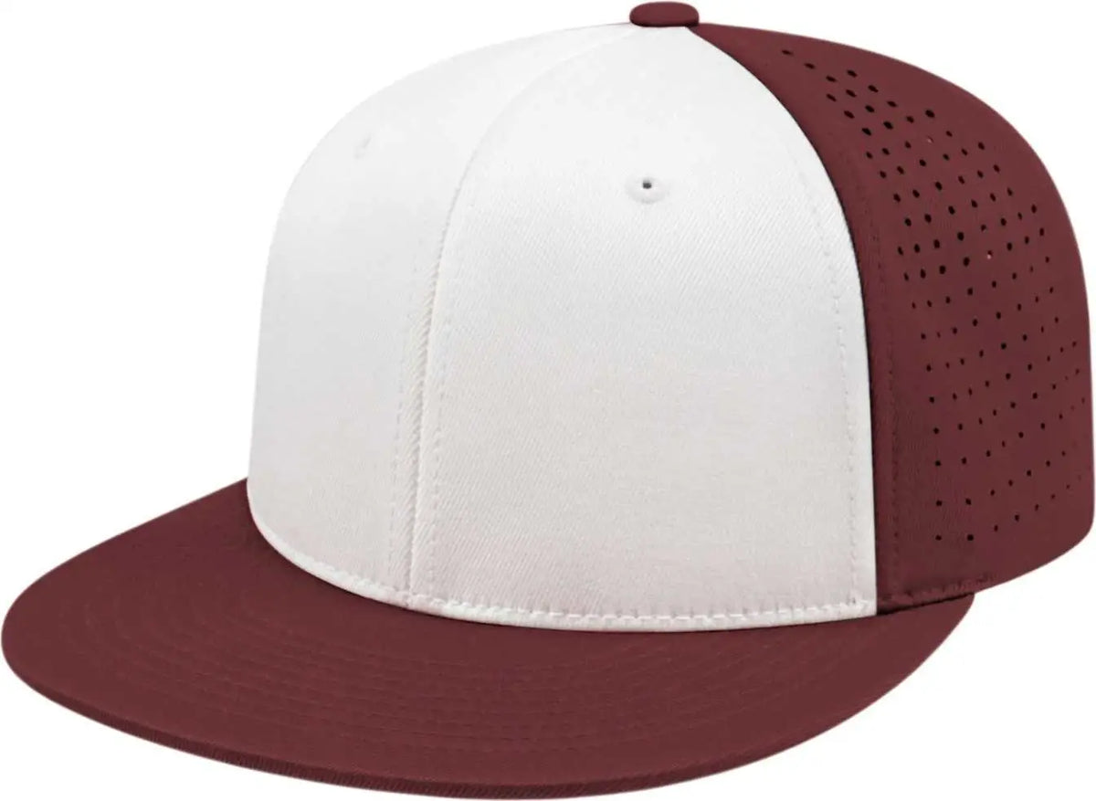 Cap America I8503 Flexfit Perforated Performance - White Maroon