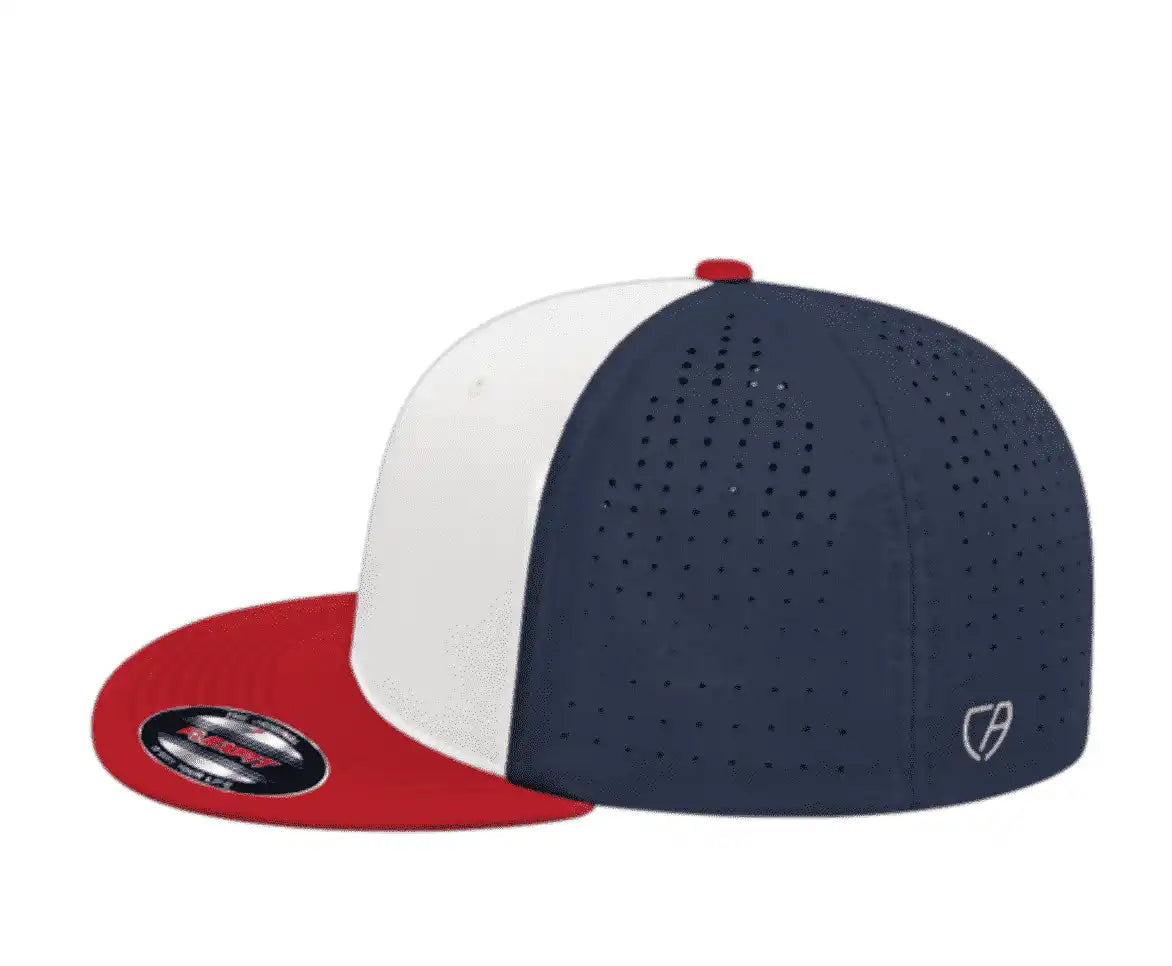 Cap America I8503 Flexfit Perforated Performance White Red Navy