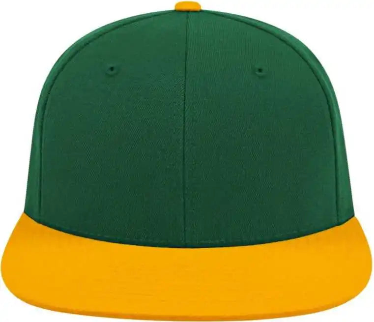 Cap America I8504 Flexfit Wool Blend Performance - Dark Green Athletic Gold - Forest / Xs