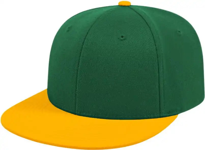 Cap America I8504 Flexfit Wool Blend Performance Dark Green Athletic Gold Forest / Xs