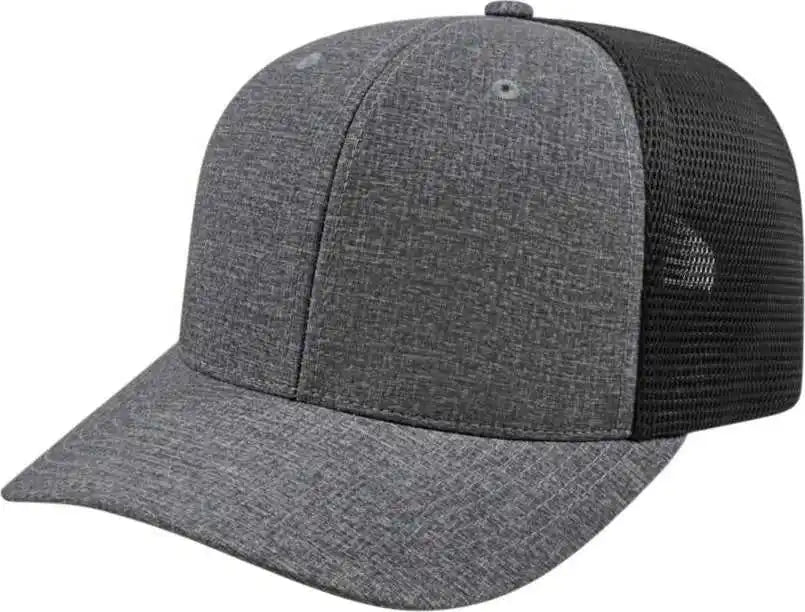 Cap America I8509 Flexfit 110 Melange Trucker Mesh Back - Charcoal Black - Dark Gray / one Size Fits Most