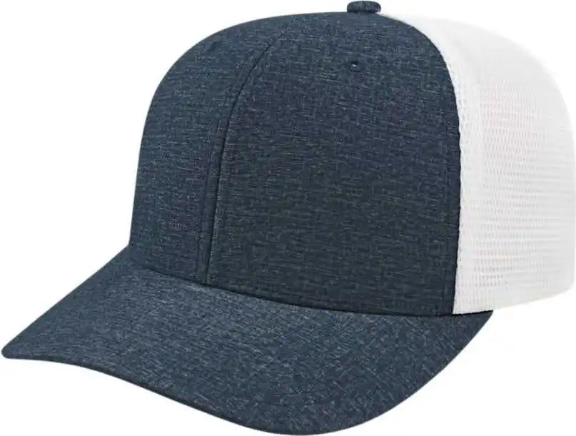 Cap America I8509 Flexfit 110 Melange Trucker Mesh Back - Dark Navy White - one Size Fits Most
