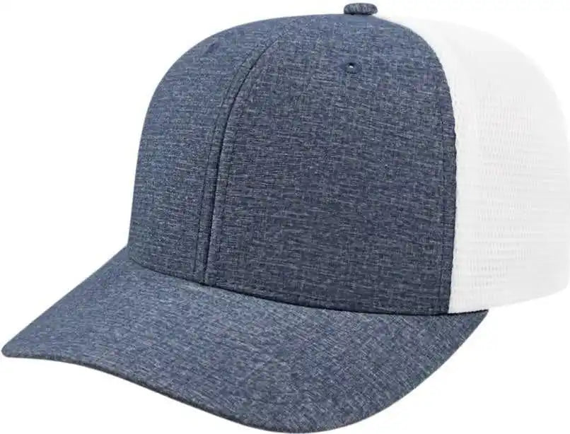 Cap America I8509 Flexfit 110 Melange Trucker Mesh Back - Light Navy White - one Size Fits Most