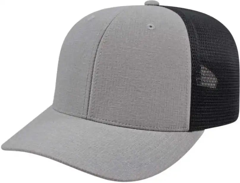 Cap America I8509 Flexfit 110 Melange Trucker Mesh Back Silver Charcoal Black Light Gray Dark / one Size Fits Most