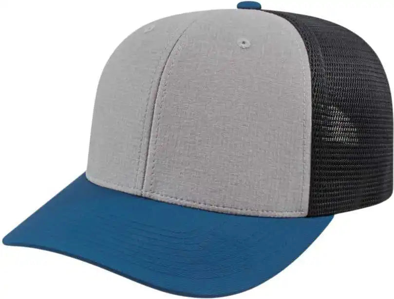 Cap America I8509 Flexfit 110 Melange Trucker Mesh Back - Silver Indigo Black - Light Gray Navy / one Size Fits Most