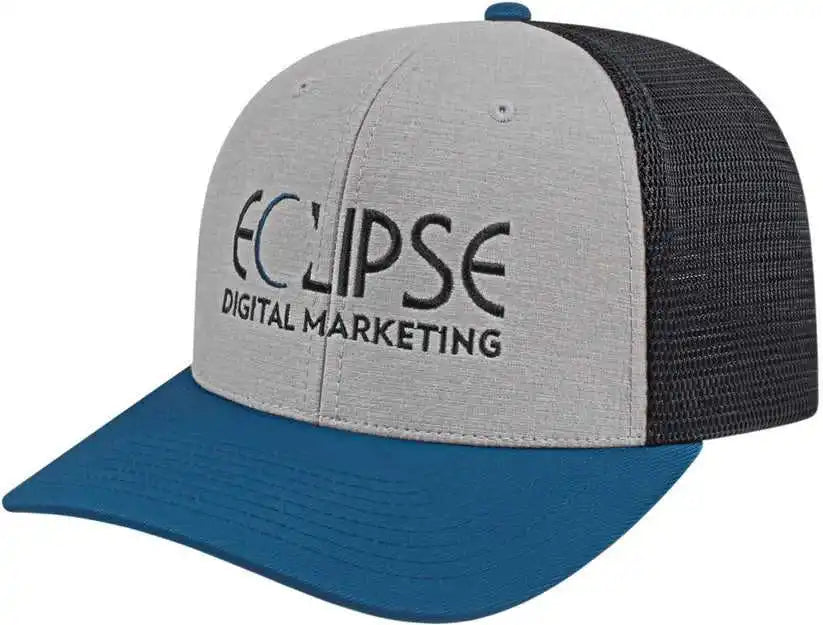 Cap America I8509 Flexfit 110 Melange Trucker Mesh Back - Silver Indigo Black - Light Gray Navy / one Size Fits Most